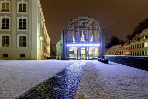Schnee am Historischen Museum Saar, Saarbrücken, Saarland - Bildtankstelle.de